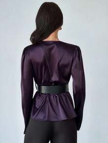 Cinturón ancho de satén elegante para la cintura de mujer - Rojo violeta - Ver 2