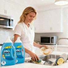 Economical Size|.Lasts Longer  Ultra Grease-Fighting Power, 18 Fl OzLong-Lasting Suds, Easy Dispensing, Gentle On Hands, Perfect For Kitchen Cleanup And Dishwashing-Dawn Platinum Plus PowerSuds Liquid Dish Soap, EZ-Squeeze Bottle – Widely Loved By People - Blue - 查看 8