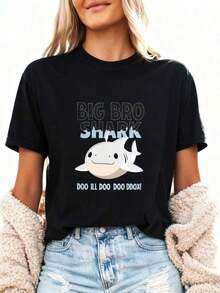 Big Bro Shark Doo Doo T-Shirt Funny Shark Matching Tshirt Family Novelty Gift Tee Shirt Shark Fun Unisex TShirt Big Brother HumorPure-Cotton - Negro 2 - Ver 8