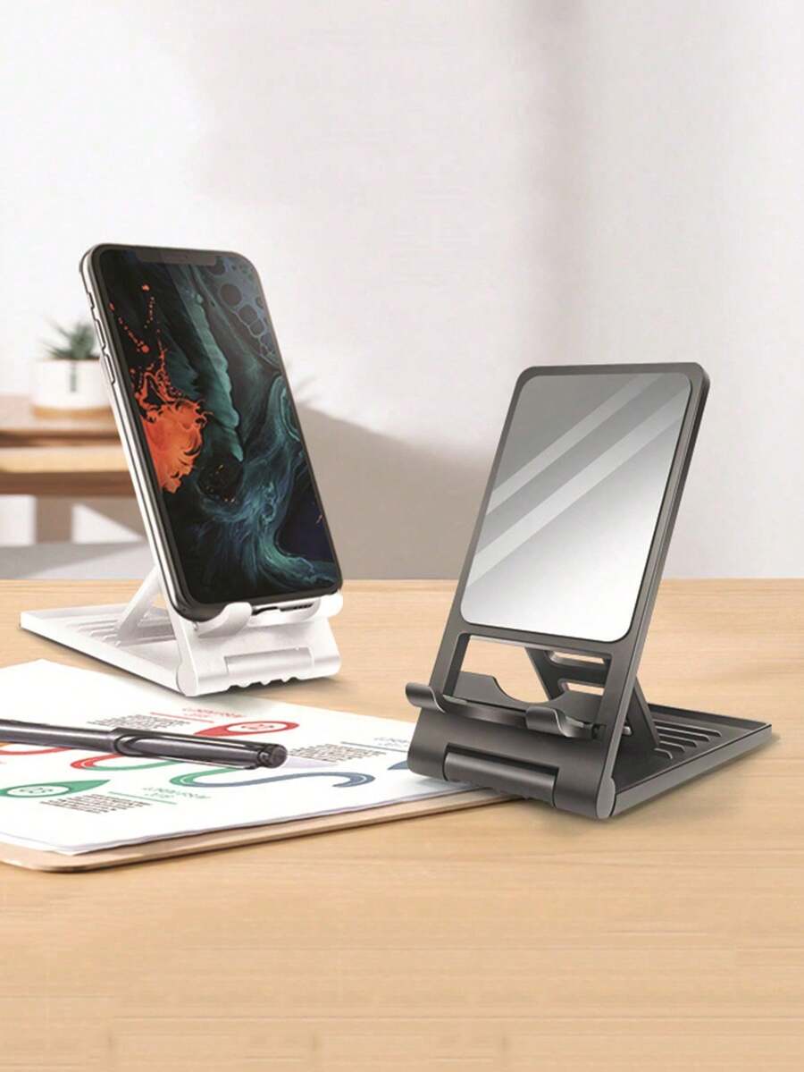 Nuevo espejo plegable y portátil, soporte creativo para teléfono del hombre perezoso, espejo de maquillaje de escritorio, soporte para tableta - Multicolor - Ver 1