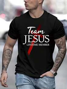 Men's Casual Short Sleeve T-Shirt, 1 Piece, 100% Heavy Cotton - Comfortable Crew Neck, Soft And Adorable T-Shirts - 黑色 - 查看 6