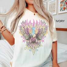 2026 Camiseta Boho Free Bird 1972 ComfortColors, Camiseta Retro American Eagle, Camiseta Rock N Roll, Camiseta USA, Camiseta estampada genial para mujer - Blanco - Ver 7