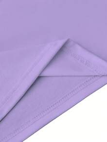 Talla Grande - Talla Grande - Blusa Casual de Manga Corta con Cuello Redondo y Estampado de Flores en Blanco y Negro para Mujer de Talla Grande - Morado - Ver 5