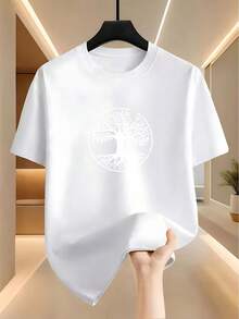 Camiseta de hombre estilo espiritual con estampado "Árbol de la Vida Mundo Árbol", top de manga corta y cuello redondo de estilo casual urbano para hombre. - Blanco - Ver 8