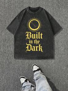 Camiseta casual vintage cómoda y lavada para mujer, camiseta de manga corta con cuello redondo,% algodón lavado y versátil para hombre, adecuada para uso diario y atuendos de, estilo unisex. - Negro - Ver 1