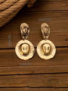 1 Pasang Anting Gantung Gaya Koboi Barat Retro dengan Desain Topi Koboi Besar yang Berlebihan, Kreatif dan Personal, Cocok untuk Liburan, Pesta, dan Pemakaian Sehari-hari - Topi koboi dan anting-anting - View 6