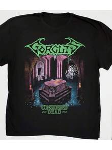 Camiseta Gráfica de la Banda Considered Dead Gorguts - Negra, Manga Corta, Cuello Redondo, Diseño Humorístico Considered Dead con Calavera y Lápida, Camiseta Casual de Algodón para Fans, Perfecta para Primavera/Verano/Otoño, Mercancía para Fans| Camiseta con Diseño Humorístico| Tela de algodón - Negro - Ver 6