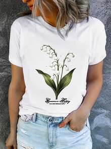 Camiseta de verano para mujer, de manga corta y estampada, moderna y casual, lavable a máquina, de ajuste cómodo. - Blanco_01 - Ver 6