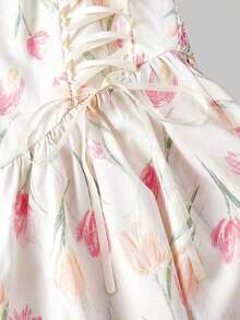 MOD Vestido largo con estampado floral y tirantes con lazo para mujer, ideal para primavera, graduación, vestidos modestos para mujer, vestidos para vacaciones de primavera - Multicolor 3 - Ver 6