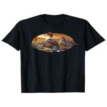 Men's Cotton T-Shirt - Black T-Shirt With Flying Duck Print, Breathable Fabric Ideal For Everyday And Formal Occasions - Washable Top For Casual Outdoor Activities - 黑色 - 查看 2