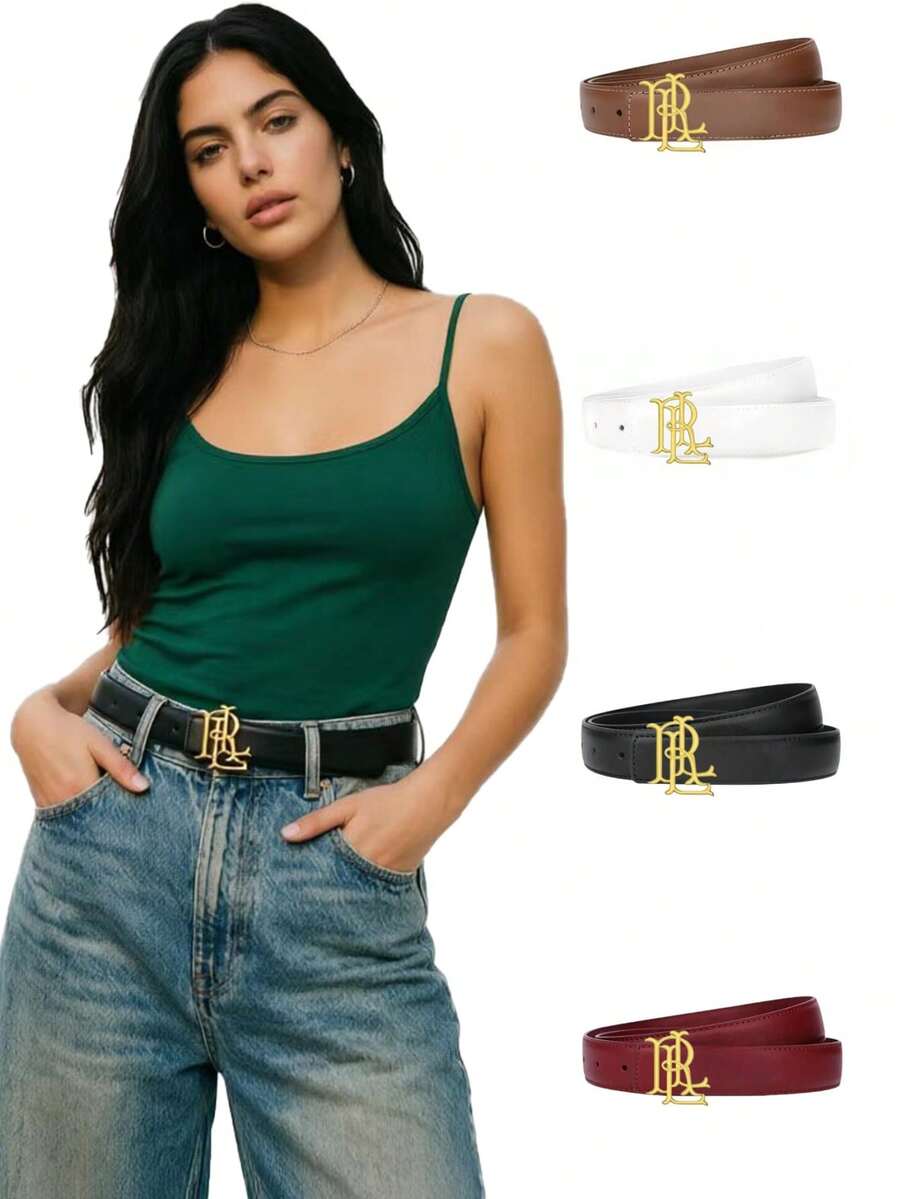 Thắt lưng in chữ, thắt lưng nữ dùng cho áo len, chân váy, quần thường ngày. - Nhiều màu - Xem 1