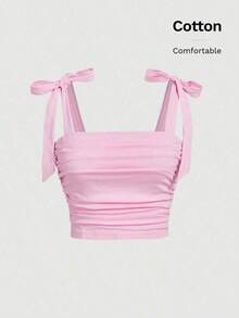 Top azul con hombros descubiertos y drapeado - Rosa Pálido - Ver 1