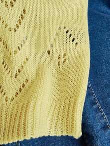 Ropa de punto casual de mujer de cuello en V sin mangas - Amarillo - Ver 3