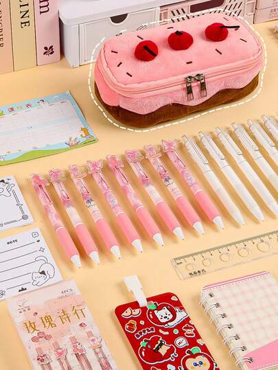 1pc Large Capacity Pencil Case, Fashionable Solid Color Stationery Storage Bag; Multi-Functional Portable Pen Pouch; Suitable For Students Back To School Supplies; Durable Office & Travel Cosmetic Organizer