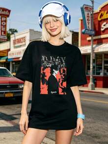 Camiseta de manga corta con cuello redondo suave y casual de verano para mujer, tops para salir, algodón, vintage, estilo callejero europeo y americano, casual deportivo, estilo unisex, estilo casual urbano, tops bonitos, Gen Z, curvy, ropa Y2K, camisetas divertidas, tops para damas, conjuntos de vacaciones para mujer, top lindo, camiseta gráfica, conjuntos de primavera, camisetas holgadas, ropa de calle retro, estilo de los 90, estilo de los 2000, subcultura, top negro, tops blancos, atuendo de fiesta de los 90. Negro - Blanco - Ver 3