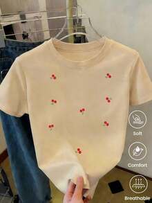 Free Shipping, Local Delivery In Mexico, 4-Day Delivery. Short-Sleeved T-Shirt For Spring/Summer 2026, Made In Mexico, 180 Grams. Cartoon Print, Couple Design, Suitable For Indoor Or Outdoor Use. Crew Neck, Unisex, For Office And Leisure. One-Piece Pack. - Apricot - View 4