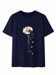 Free Shipping, Local Delivery In Mexico, Delivery In 4 Days. Women's Printed Short-Sleeved Summer T-Shirt, Polyester Fabric, Multifunctional Style, Regular Fit, 180 Grams, 1 Unit. - 深藍色 - 查看 2