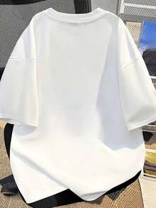 Camiseta Oversize con Hombros Caídos y Estampado de Letras Airlia Fran, Camisetas Gráficas para Mujer, Unisex - Blanco - Ver 3