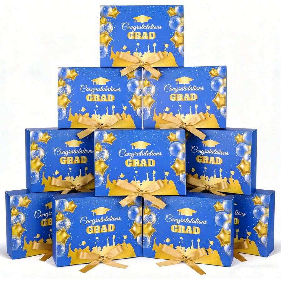 Graduation Gift Boxes With Ribbon Large Blue Congrats Grad Gift Box With Lids Cardboard Present Box Class Of 2026 Keepsake Graduation Party For Her Him College Graduate High School Gift Wrapping Decor - Blue Graduation Season Style - View 1