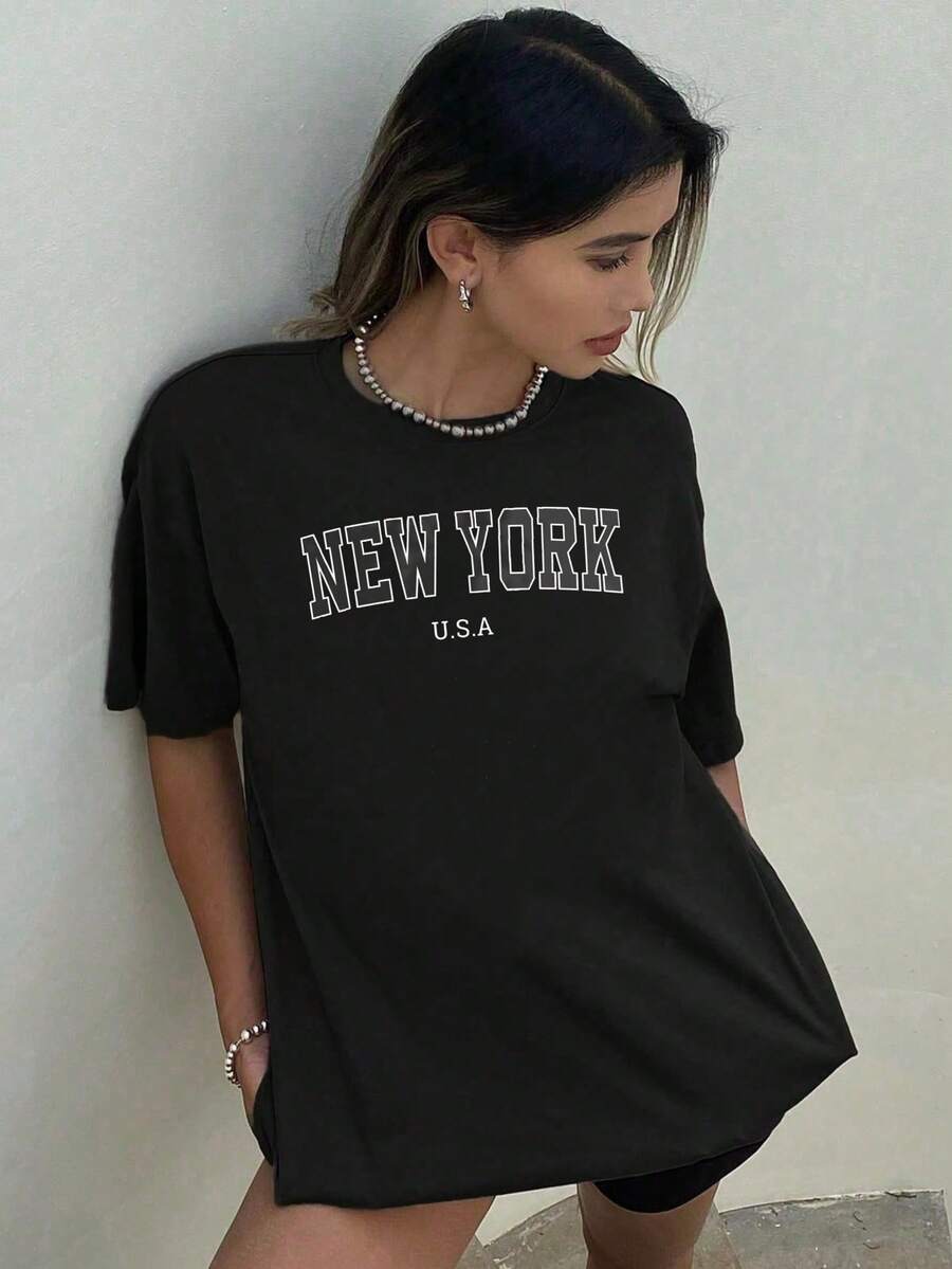 1 Unisex 180g T-Shirt, Round Neck, Loose Fit, With Retro Print Of Dinosaurs And Sunset Palm Trees, Y2K Style Inspired By And, 100% Cotton, Versatile For Summer, Festivals And Streetwear. - 黑色8 - 查看 1