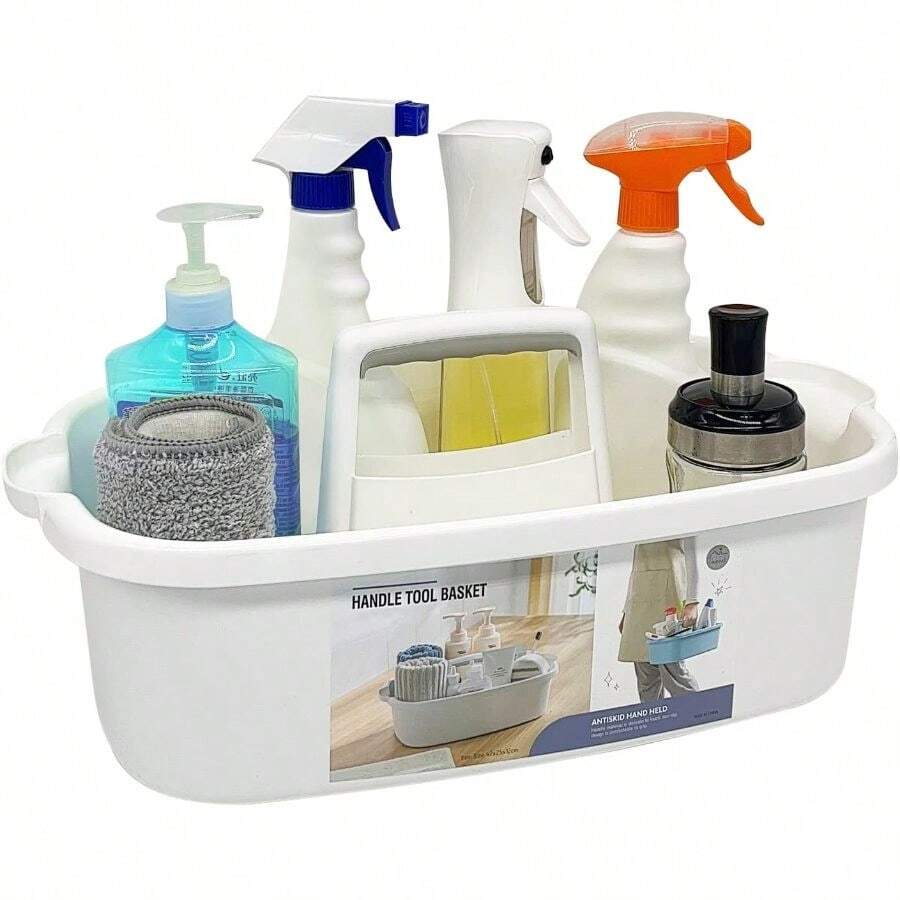 Portable Shower Caddy Organizer With Handle, Multi-Purpose Cleaning Supply Storage Basket For Bathroom, Under Sink & Home Organization, White - White + 1 Pack - View 1