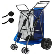 Beach Cart With Large Wheels For Sand, 165 Lbs Load Capacity, Heavy Duty Folding Beach Wagon With 10 Solid Wheels, Insulated Cooler Bag, Umbrella Holder, Holds 4 Chairs For Camping Fishing - Default - View 2