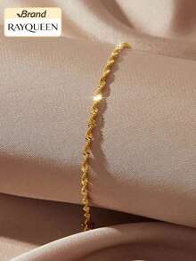 RAYQUEEN 1 chiếc vòng tay dây xích sóng bằng thép không gỉ mạ vàng 18K sang trọng, kiểu dáng thời trang mới, phù hợp cho nữ. - Vòng đeo tay - Xem 2