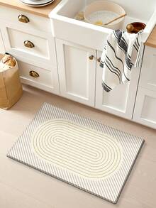 DAJIANG 1pc Minimalist Geometric Line Beige Long Kitchen Mat/Rug, Suitable For Bathroom, Kitchen, Outdoor, Indoor, Hallway, Bedroom, Living Room, Machine Washable, Easy To Clean, Non-Slip Bottom, Applicable For Bedroom Decor, Japanese/Nordic Style Decor, Bathroom Decor, Outdoor Decor - Overlapping Loop - View 4