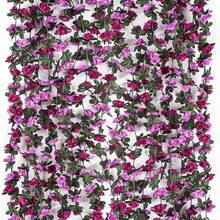 100in Flower Garland 9Pcs Artificial Rose Arch Vines Fake Spring Floral Garland For Flower Wall Backdrop Wedding Mothers Day Garden Tea Party Decoration - Purple - View 2