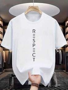 Camiseta de algodón puro nueva de verano 2026, 180g de algodón puro, camiseta de manga corta con cuello redondo y estampado a una cara, camiseta casual de cuello redondo, con estampado de patrón geométrico "Rspct", tejido de punto, ligeramente elástica, corte regular, adecuada para uso exterior en verano - Camiseta unisex de algodón suelto de manga corta y cuello redondo, estilo vintage urbano, casual, versátil y cómoda. - Blanco - Ver 7