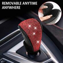 Shiny Rhinestone Car Gear Shift Knob Cover, Automatic Gear Shift Cover, PU Leather Anti-Slip Protective Sleeve, Enhances Car Interior Elegance, Suitable For Car Interior Decoration Exquisite Gift, Universal Car Interior Decoration Accessory - Multicolor - View 9