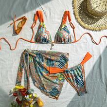New In Stock, Women's Three-Piece Bikini Set, Modern And Sexy. - 9330橘色三件套 - 查看 9