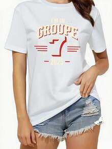 Camiseta Estilo Universitario para Mujer Seven Person Elite - 100% algodón puro, diseño casual de corte ajustado, con el logo del número 7, lavable a máquina, adecuada para todas las estaciones, ideal para equipos, clubes y uso diario. - Blanco - Ver 1