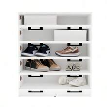 Nouveau meuble à chaussures robuste à 5 niveaux, 74*35*84,5 cm, organisateur de rangement pour chaussures autoportant avec poignées noires, étagère à chaussures en panneau de mélamine de 16 mm en 2 couleurs, meuble à chaussures moderne sur pied pour l'entrée, le couloir et le placard, idéal pour le rangement des chaussures - Multicolore - Voir 7