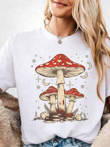 Camiseta Retro con Diseño de Hongo Celestial, Camiseta Boho, Camiseta Sarcástica, Camiseta de Regalo para Amantes de los Hongos, Camiseta Botánica, Camiseta para Amantes del Jardín, Camisetas Gráficas Unisex, Camiseta Divertida - Blanco - Ver 1
