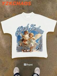 Camiseta informal de mujerT Shirt Print ,Graphic-Cotton Tees Size Plus, Cartoon Round Neck Short Sleeve, Y2KCHAOS Casual Streetwear Fashion Graphic Print Angel Design For Young Adults Vintage Style 220 Pure Cotton T-Shirt Men's T-Shirt ,Y2K,Oversized Shirt Men,With Shirt,Summer Tops,Shirt Suitable,Camisetas para hombre, camisetas para niños, camisetas con estampado de gatos y perros, camisetas para uso diario, camisetas de apoyo a la Copa del Mundo, camisetas de la Copa del Mundo 2026, camisetas estampadas, ropa de Pascua, - Blanco - Ver 7