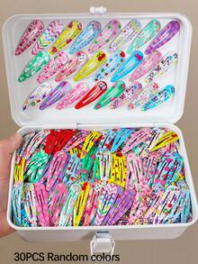 30pcs/Set Colorful Cartoon Candy Printed Water Drop Hair Clips, Enamel Hairpins For Girls, Daily Use - Multicolor - View 9