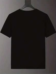 100% cotton Camiseta negra ajustada para hombres con logotipo "DONO GUCCIO" - Camiseta casual de verano transpirable, ajuste regular, cuello redondo, tejido ligero para gimnasio, entrenamiento y ropa de fin de semana, ropa deportiva, estilo deportivo, ajuste cómodo - Negro - Ver 2