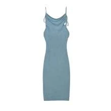 2024 nueva moda de verano vestido Sexy sin tirantes vestido sin tirantes con cuello colgante temperamento - Marrón oscuro - Ver 3
