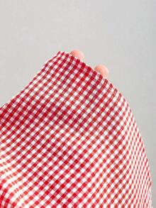 Camisa de mujer de corte ajustado con cuello con lazo, sin mangas, escote en V delantero abierto, botones verticales en la cintura y fruncido, de estilo casual y elegante para primavera y verano - Rojo - Ver 8