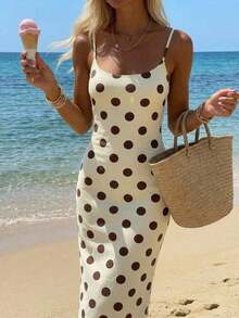 Vestido camisero de longitud completa ajustado con estampado de cerezas, adecuado para el verano - Multicolor 8 - Ver 7