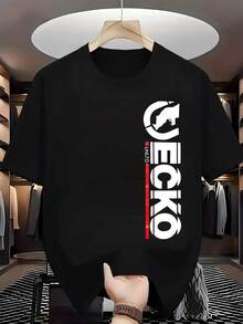 2026 Men's Casual Short Sleeve T-Shirt In Vibrant Red With 'ECKO' Graphic Print In White, Round Neck And Regular Fit, Ideal For Outdoor Activities And Casual Summer Outfits 2026 - 黑色 - 查看 10
