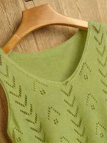 Ropa de punto casual de mujer de cuello en V sin mangas - Verde 2 - Ver 4