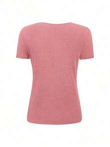 Camiseta de cuello redondo casual de mujer con bordado de animal caballo - Multicolor 4 - Ver 4