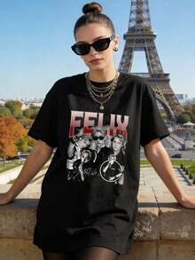 Camiseta de manga corta con cuello redondo suave y casual de verano para mujer, tops para salir, algodón, vintage, estilo callejero europeo y americano, casual deportivo, estilo unisex, estilo casual urbano, tops bonitos, Gen Z, curvas, ropa Y2K, camisetas divertidas, tops para damas, conjuntos de vacaciones para mujer, top lindo, camiseta gráfica, conjuntos de primavera, camisetas holgadas, ropa de calle retro, estilo de los 90, estilo de los 2000, subcultura, top negro, tops blancos, atuendo de fiesta de los 90. - Negro - Ver 2