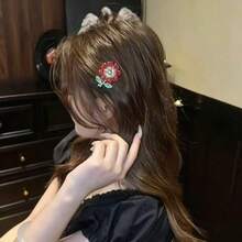 4pcs Elegant Floral Print Artificial Crystal Hair Clips, Sunflower Rhinestone Hair Clips, Suitable For Daily Wear, Travel, Back To School Season,Hair Barrettes - Multicolor - View 4