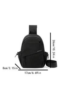 Fashionable Minimalist Nylon Solid Color Multi-Function Men's Casual Chest Bag - Black - View 2