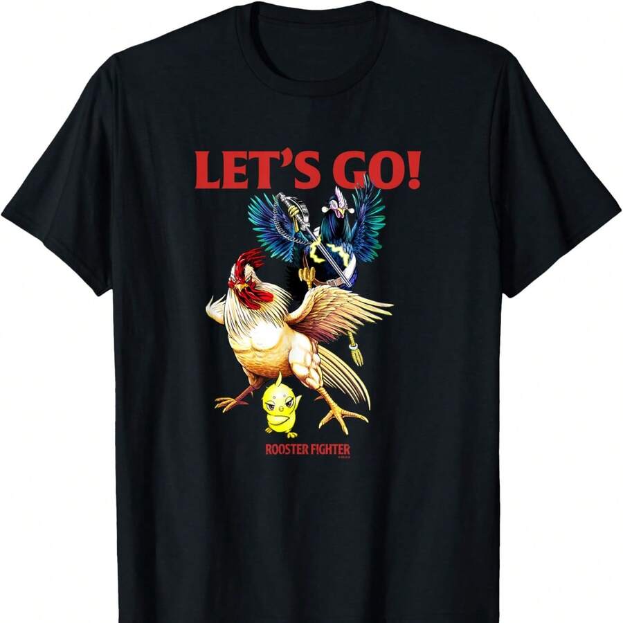 Camiseta unisex Rooster Fighter, negra, talla pequeña, manga corta, corte clásico, diseño gráfico. Camiseta unisex de algodón grueso de 220 g, suave y transpirable con excelente elasticidad, agradable para la piel y cómoda para usar todo el día. Diseño clásico y casual fácil de combinar, ideal para salidas diarias, estilo urbano, deportes, citas y reuniones informales durante todo el año. - Negro - Ver 1