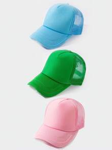 3pcs Solid Color Casual Mesh Breathable Baseball Cap For Women - Multicolor - View 19