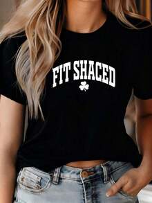 Funny Shamrock Design T-Shirt For Irish Drinking Day. St. Patrick's Day Blouses For Women > Shirt - Black - View 6